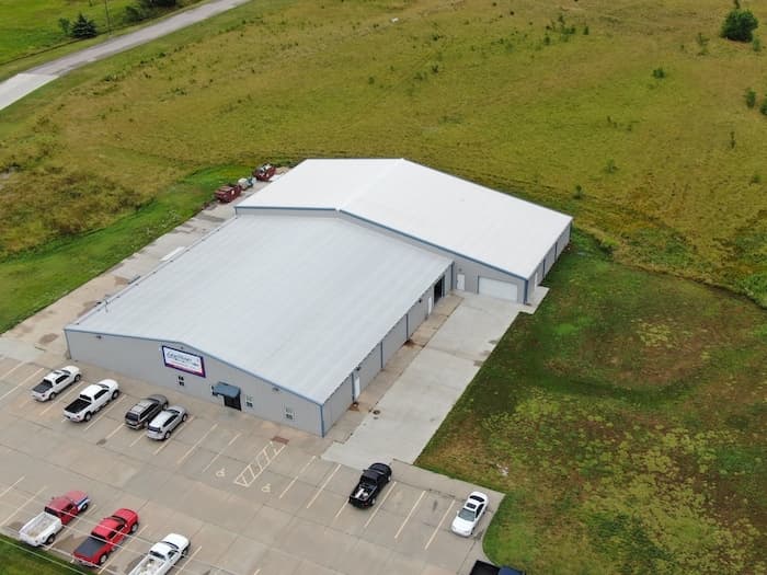 Aerial View of Building from Outside